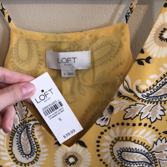 NWT LOFT Outlet Paisley Yellow Tank Top - Picture 2 of 4